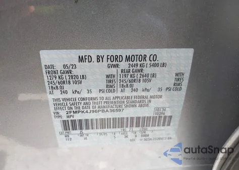 2023 Ford Edge Sel from USA, damaged, VIN 2FMPK4J96PBA36597